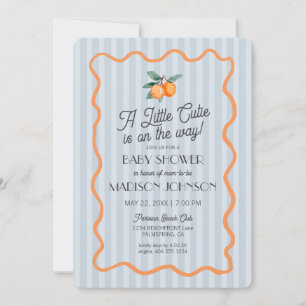 Blue Little Cutie Pastel Citrus Theme Baby Shower Invitation