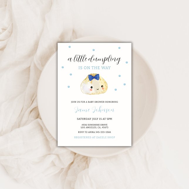 Blue Little Dumpling Is On The Way Boy Baby Shower Invitation (Blue Little Dumpling Is On The Way Boy Baby Shower Invitation)