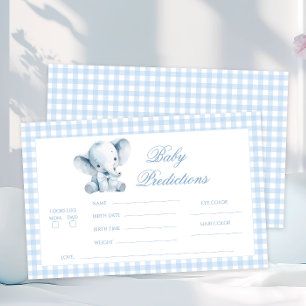 Blue Little Elephant Peanut Bow Baby Predictions Stationery