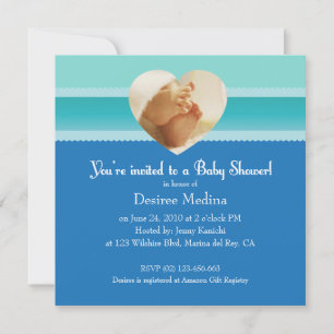 Blue Little Feet Baby Shower for Baby Boy Invitation