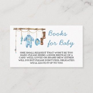 Blue Little Fisherman Baby Shower Book for baby Enclosure Card