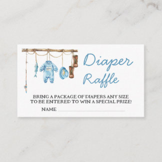 Blue Little Fisherman Baby Shower Diaper Raffle Enclosure Card