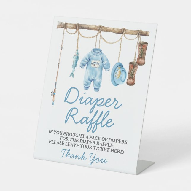 Blue Little Fisherman Diaper Raffle Sign (Front)