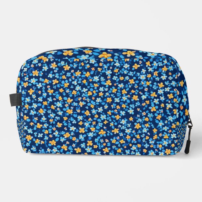 Blue Little Flowers Pattern Dopp Kit (Front)
