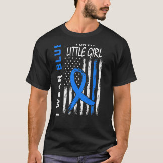 Blue Little Girl Daughter Diabetes Awareness Flag T-Shirt