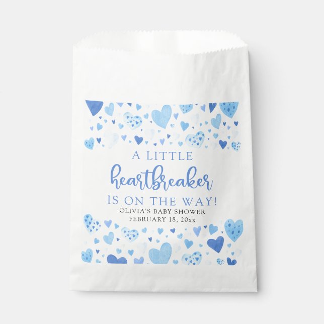 Blue Little Heartbreaker Valentine Baby Shower Favor Bag (Front)