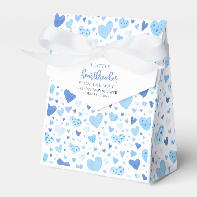 Blue Little Heartbreaker Valentine Baby Shower Favor Boxes (Front Side)