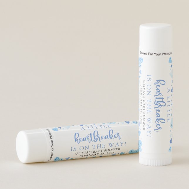 Blue Little Heartbreaker Valentine Baby Shower Lip Balm (Front)