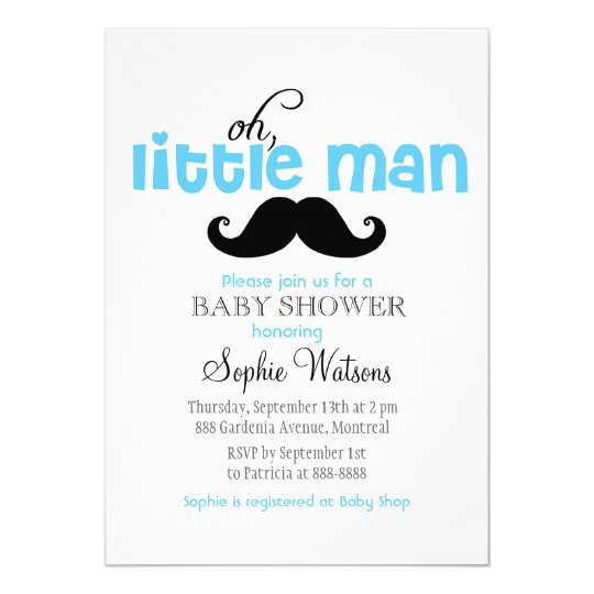 Blue Little Man Mustache Baby Shower Invitation Zazzle