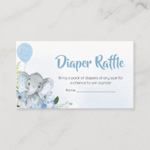 Blue Little Peanut Elephant Diaper Raffle Enclosure Card