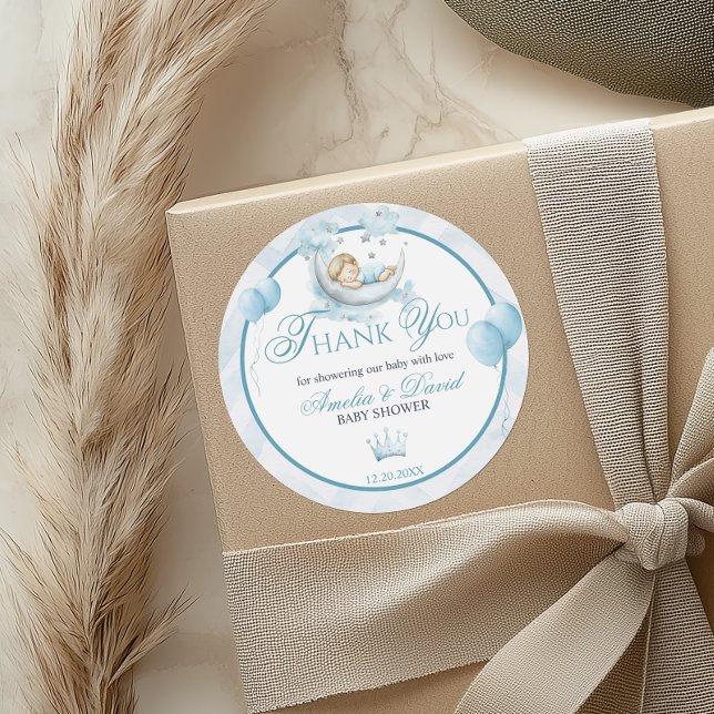 Blue Little Prince Thank You Sticker Moon Balloon (Creator Uploaded)