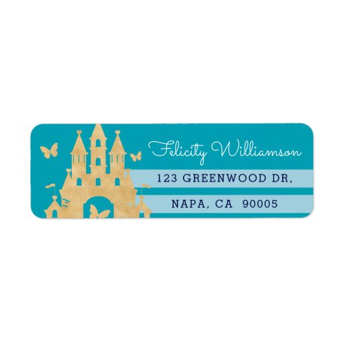 Blue Little Princess Magical Gold Castle Baby Girl Label