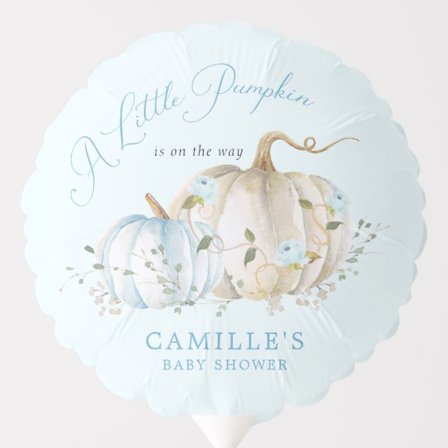 Blue Little Pumpkin Autumn Boy Baby Shower Balloon (Front)
