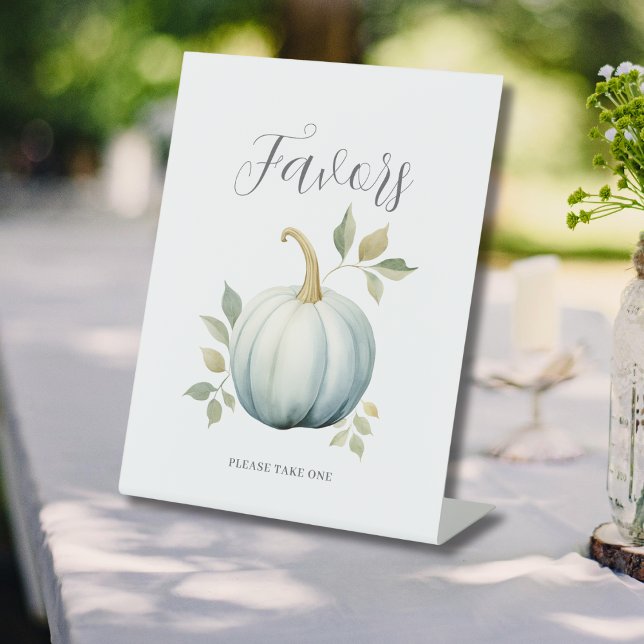 Blue Little Pumpkin Baby Shower Favor  Pedestal Sign (Creator Uploaded)