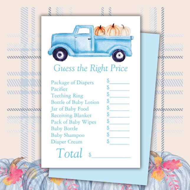 Blue Little Pumpkin Baby Shower Guess Right Price (Creator Uploaded)