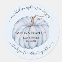 Blue Little Pumpkin Baby Shower Thank You Classic Round Sticker