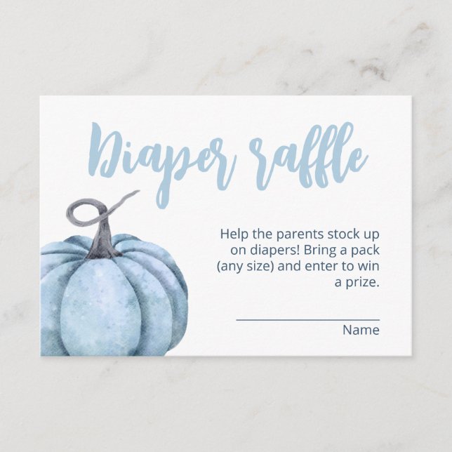 Blue little Pumpkin boy Baby Shower Enclosure Card (Front)