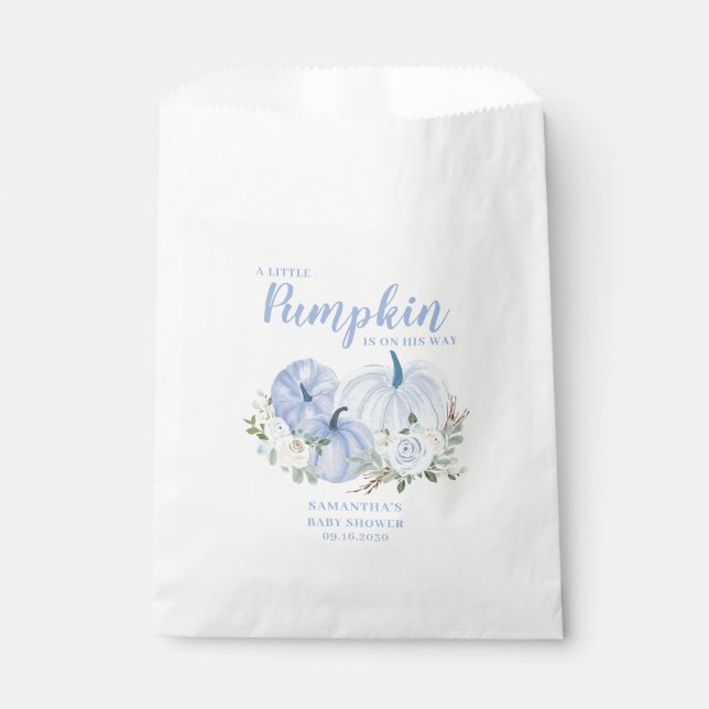 Blue Little Pumpkin Boy Baby Shower  Favor Bag (Front)