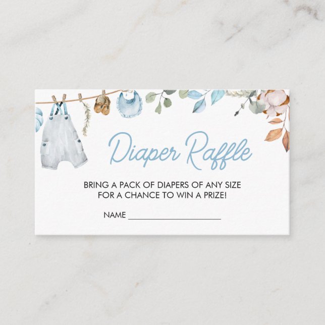 Blue Little Pumpkin Fall Autumn Baby Diaper Raffle Enclosure Card (Front)