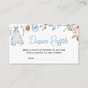 Blue Little Pumpkin Fall Autumn Baby Diaper Raffle Enclosure Card