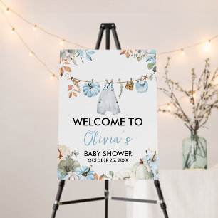 Blue Little Pumpkin Fall Autumn Baby Welcome Sign