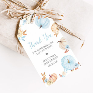 Blue Little Pumpkin Fall Baby Shower Favor Tags