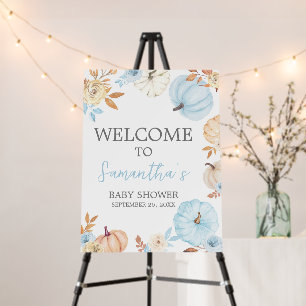 Blue Little Pumpkin Fall Baby Shower Welcome Sign
