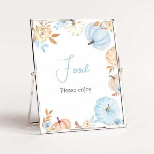 Blue Little Pumpkin Fall Food Sign