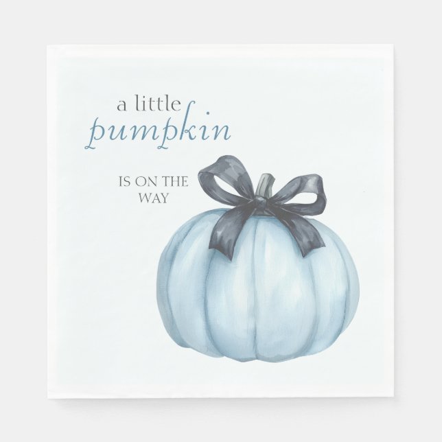 Blue Little Pumpkin Polka Dots Baby Shower Napkins (Front)
