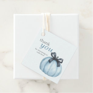 Blue Little Pumpkin Polka Dots Baby Shower Thanks Favor Tags