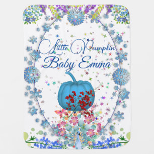 Blue Little Pumpkin Red Berries Stars Snowflakes  Baby Blanket
