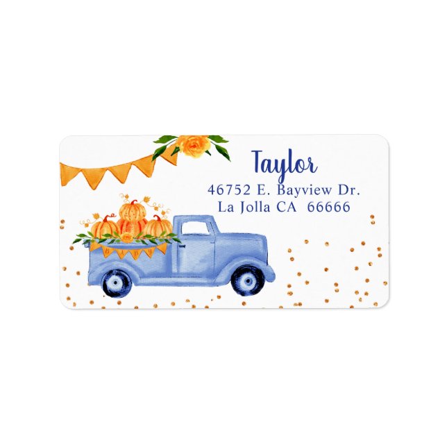 Blue Little Pumpkin Return Address Label (Front)