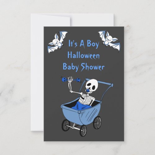 Blue Little Skeleton Baby Shower Invitation Cards