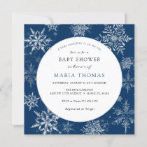 Blue Little Snowflake Baby Shower Invitation