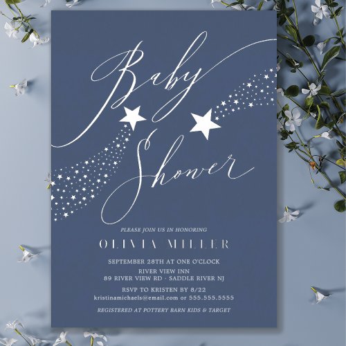 Blue Little Star Foil Invitation