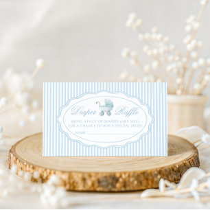 Blue Little Stroller Baby Boy Shower Diaper Raffle Enclosure Card