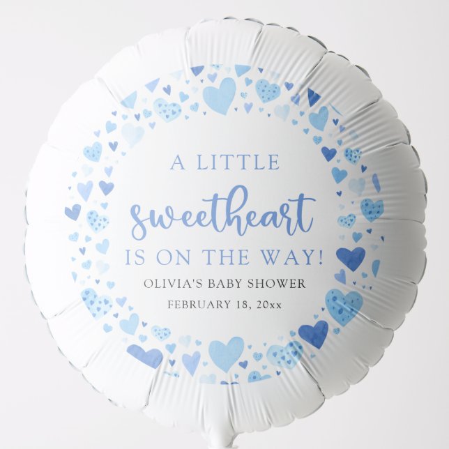 Blue Little Sweetheart Valentine's Day Baby Shower Balloon (Front)