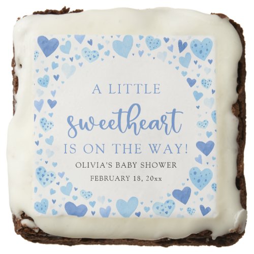 Blue Little Sweetheart Valentines Day Baby Shower Brownie