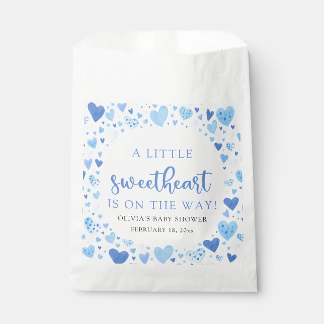 Blue Little Sweetheart Valentine's Day Baby Shower Favor Bag (Front)