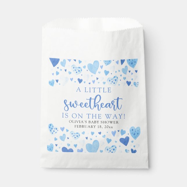 Blue Little Sweetheart Valentine's Day Baby Shower Favor Bag (Front)