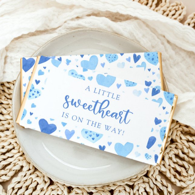 Blue Little Sweetheart Valentine's Day Baby Shower Hershey Bar Favors (Creator Uploaded)