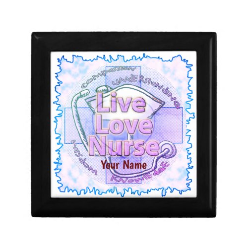 Blue Live Love Nurse custom name  Gift Box