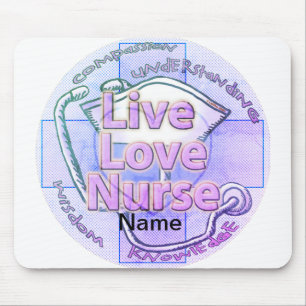 Blue live love nurse mouse pad