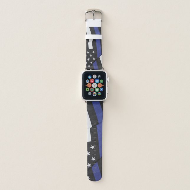 Blue Lives Matter Flag Phone Case Apple Watch Band (Front)