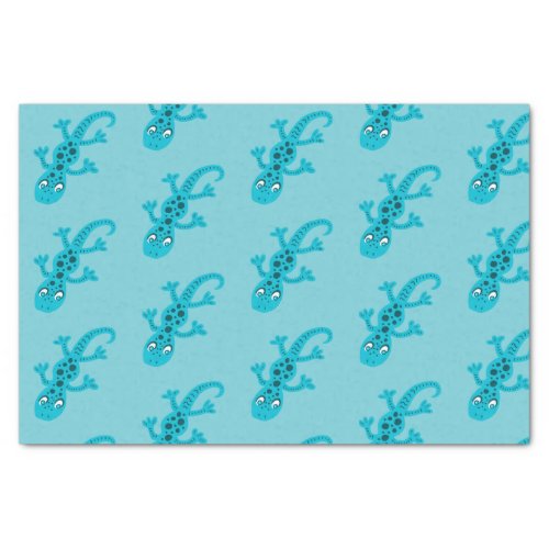 Blue Lizard Gecko on Blue Kids Cute Tissue Paper - Cute Gecko tissue paper for kids. Gecko pattern. This blue lizard gecko is a simple drawing. It`s on a blue background, but you can change the color. Perfect for your DIY projects.