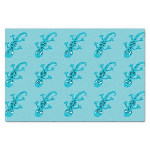 Blue Lizard Gecko on Blue Kids Tissue Paper - Cute Gecko tissue paper for kids. This blue lizard gecko is a simple drawing. It`s on a blue background, but you can change the color. Perfect for your DIY projects.
