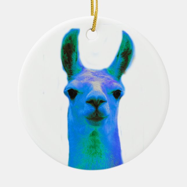Blue Llama Graphic Ceramic Ornament (Front)