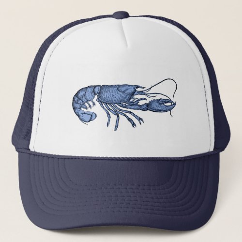 Blue Lobster Baseball Hat with Retro Vintage Image