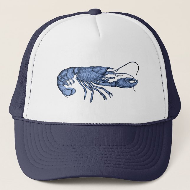 Blue Lobster Baseball Hat with Retro Vintage Image (Front)