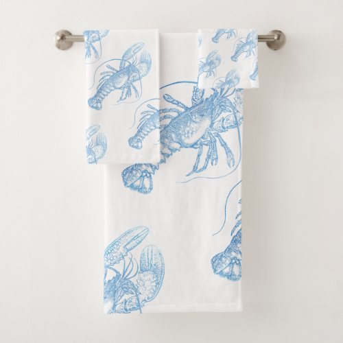 Blue Lobster Bath Towel Set